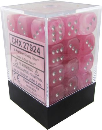 CHX 27924 Pink/Silver Ghostly Glow 36 Count 12mm D6 Dice Set
