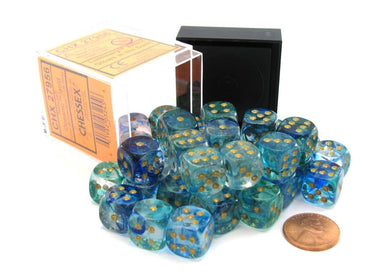 CHX 27956 Oceanic with Gold Nebula Luminary 36 Count 12mm D6 Dice Set