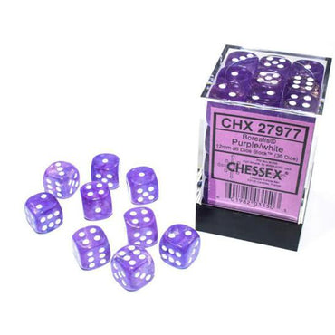 CHX 27977 Purple/White Luminary Borealis 36 Count 12mm D6 Dice Set