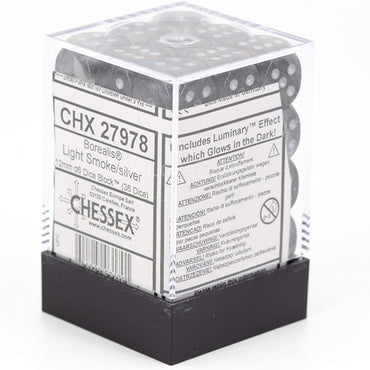 CHX 27978 Light Smoke/Silver Luminary Borealis 36 Count 12mm D6 Dice Set