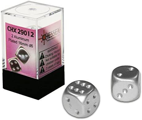 CHX 29012 D6 - 16mm Metallic Dice, Aluminum, 2ct