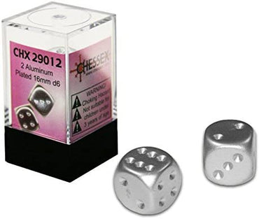 CHX 29012 D6 - 16mm Metallic Dice, Aluminum, 2ct