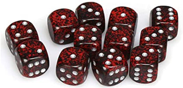 CHX 25744 Silver Volcano Speckled 12 Count 16mm D6 Dice Set