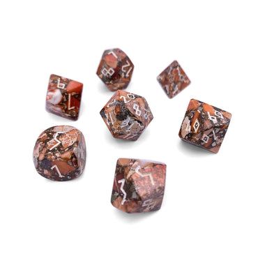 Gemstone RPG Dice - Bronzite Orange Imperial Jasper