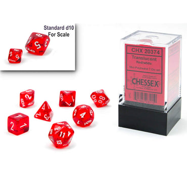 CHX 20374 Translucent Red/White 7 Count Mini Polyhedral Dice Set
