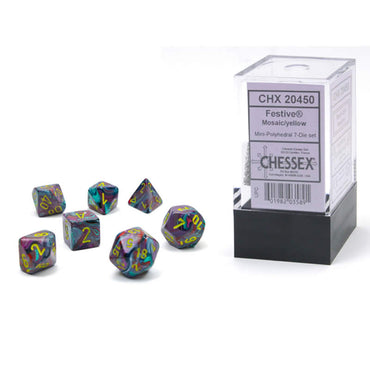 CHX 20450 Festive Mosaic/Yellow 7 Count Mini Polyhedral Dice Set