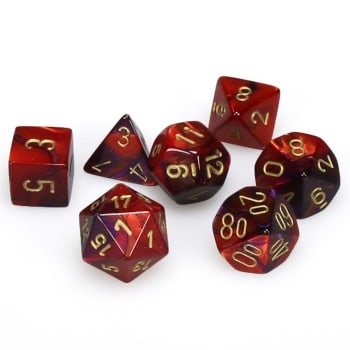 CHX 20626 Gemini Purple-Red/Gold 7 Count Mini Polyhedral Dice Set