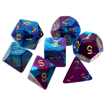 CHX 20649 Gemini Purple-Teal/Gold 7 Count Mini Polyhedral Dice Set
