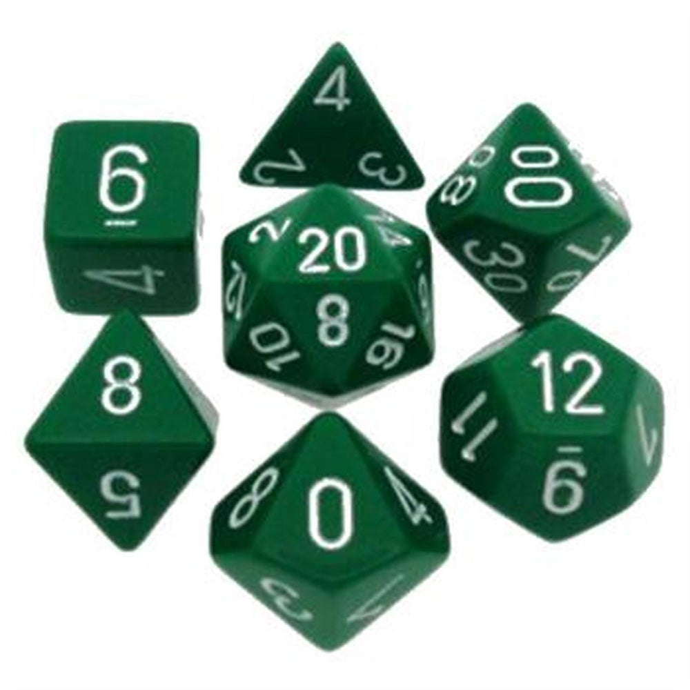 CHX 25405 Green/White Opaque 7 Count Polyhedral Dice Set