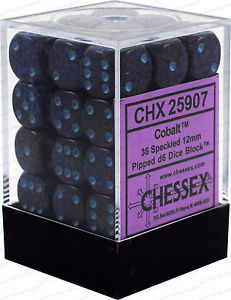 CHX 25907 Dark Blue Speckled Cobalt 36 Count 12mm D6 Dice Set