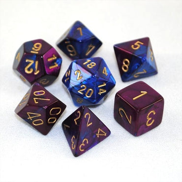 CHX 26428 Blue-Purple With Gold Gemini 7 Count Polyhedral Dice Set