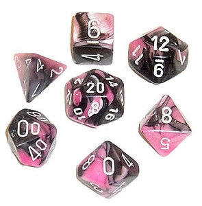 CHX 26430 Black/Pink with White Gemini 7 Count Polyhedral Dice Set