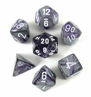 CHX 26432 Purple Steel With White Gemini 7 Count Polyhedral Dice Set