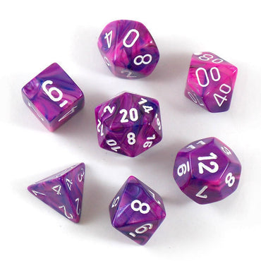 CHX 27457 Violet/White Festive 7 Count Polyhedral Dice Set