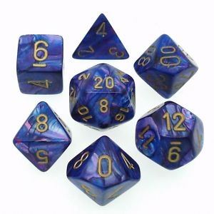 CHX 27497 Purple/Gold Lustrous 7 Count Polyhedral Dice Set