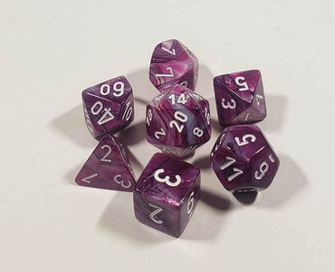 CHX 30025 Aemthyst/White Lustrous 7 Count Polyhedral Dice Set