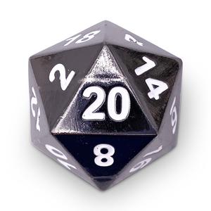 Boulder 45mm D20 Metal Dice - Drow Black