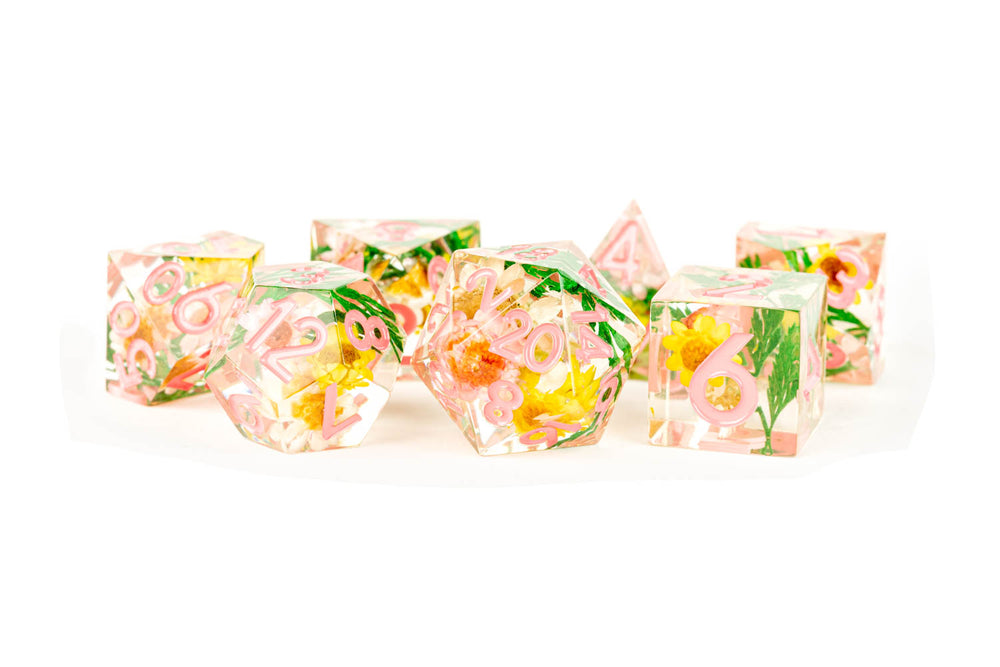 Hand Crafted Sharp Edge Dice: Chrysanthemum