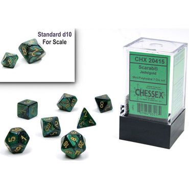 CHX 20415 Scarab Jade/Gold 7 Count Mini Polyhedral Dice Set