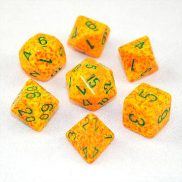 CHX 25312 Yellow Speckled Lotus 7 Count Polyhedral Dice Set