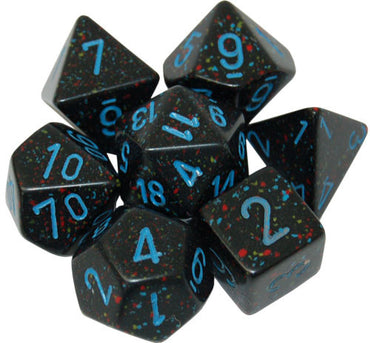 CHX 25338 Speckled Blue/Black Stars 7 Count Polyhedral Dice Set