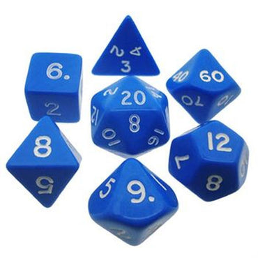 CHX 25406 Opaque Blue/White 7 Count Polyhedral Dice Set