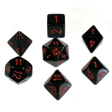 CHX 25418 Black/Red Opaque 7 Count Polyhedral Dice Set
