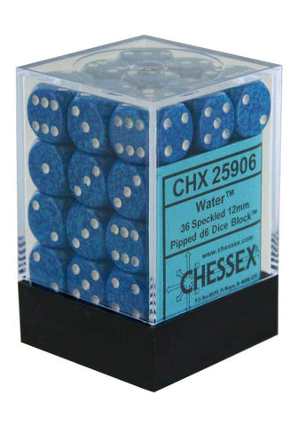CHX 25906 Blue Speckled Water 36 Count 12mm D6 Dice Set