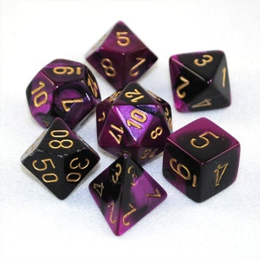 CHX 26440 Black-Purple with Gold Gemini 7 Count Polyhedral Dice Set
