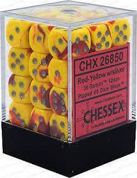 CHX 26850 Red-Yellow/Silver Gemini 36 Count 12mm D6 Dice Set