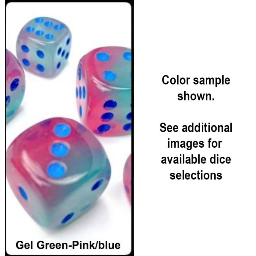 CHX 26664 Green-Pink/Blue Gel Gemini 12 Count 16mm D6 Dice Set