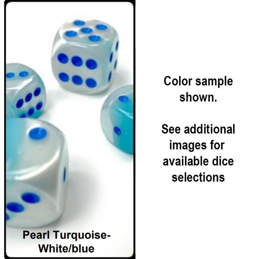 CHX 26665 Turquoise-White/Blue Luminary Gemini 12 Count 16mm D6 Dice Set