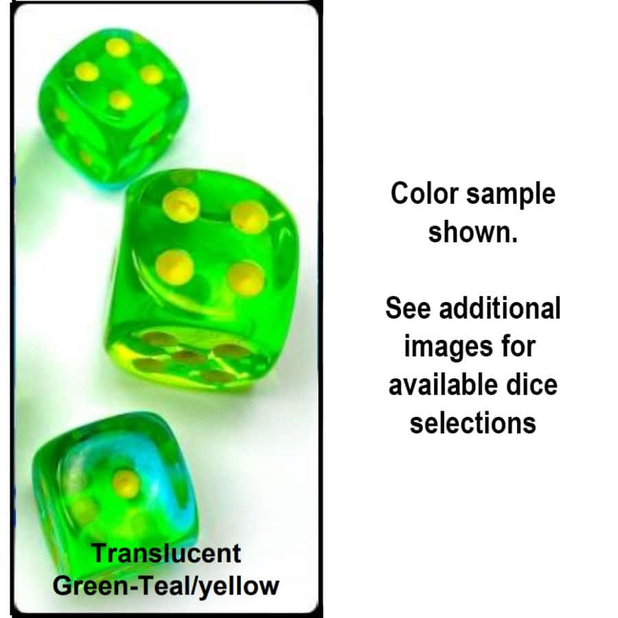 CHX 26666 Green-Teal/Yellow Translucent Gemini 12 Count 16mm D6 Dice Set