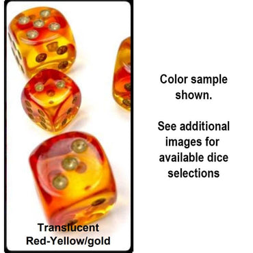 CHX 26668 Red-Yellow/Gold Translucent Gemini 12 Count 16mm D6 Dice Set