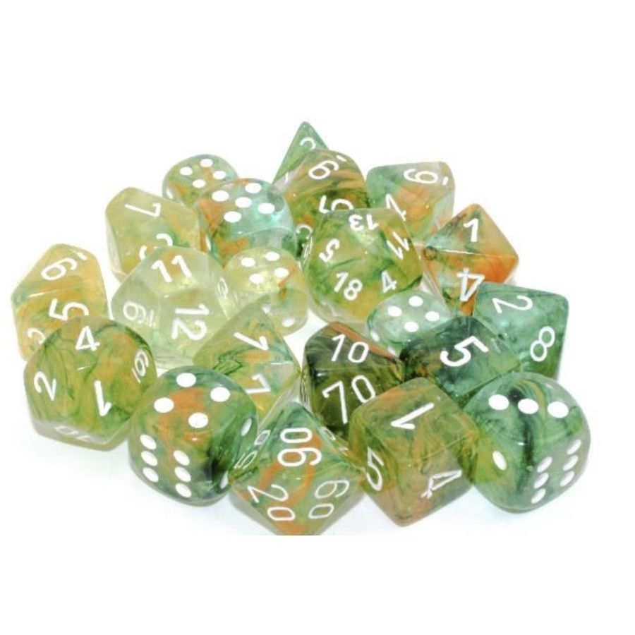 CHX 27555 Spring with White Nebula Luminary 7 Count Polyhedral Dice Set