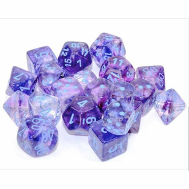 CHX 27557 Nocturnal with Blue Nebula Luminary 7 Count Polyhedral Dice Set