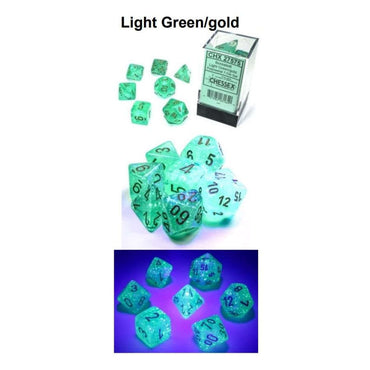 CHX 27575 Light Green/Gold Luminary Borealis 7 Count Polyhedral Dice Set