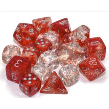 CHX 27754 Red with Silver Nebula Luminary 12 Count 16mm D6 Dice Set