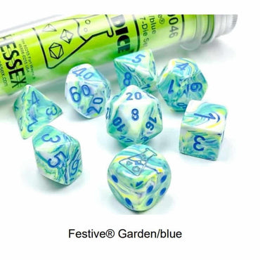 CHX 30046 Festive Garden/Blue 7 Count Polyhedral Dice Set