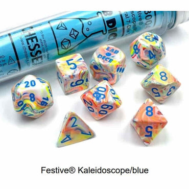 CHX 30047 Festive Kaleidoscope/Blue 7 Count Polyhedral Dice Set
