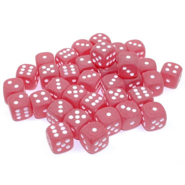 CHX LE412 Frosted Red with White 36 Count 12mm D6 Dice Set
