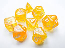 CHX 30053 Canary/White Borealis 7 Count Polyhedral Dice Set