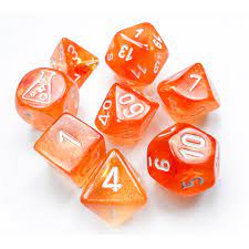 CHX 30052 Blood Orange/White Borealis 7 Count Polyhedral Dice Set