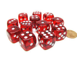 CHX 23604 Red/White Translucent 12 Count 16mm D6 Dice Set