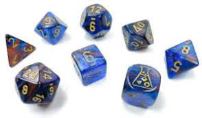 CHX 30055 Azurite/Gold Lustrous 7 Count Polyhedral Dice Set
