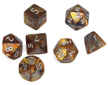 CHX 20493 Lustrous Gold/Silver 7 Count Mini Polyhedral Dice Set