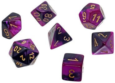 CHX 20640 Gemini Black-Purple/Gold 7 Count Mini Polyhedral Dice Set