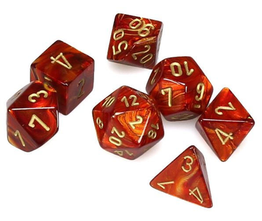 CHX 20414 Scarab Scarlet/Gold 7 Count Mini Polyhedral Dice Set