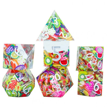 Hand Crafted Sharp Edge Dice: Fruit